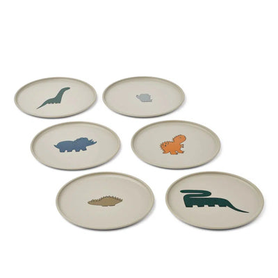 Liewood Remco Plate 6-pack Dinosaurs/Mist