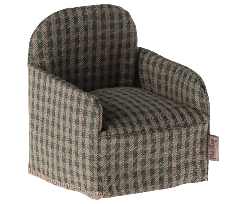 Maileg Mouse Chair Checker Green