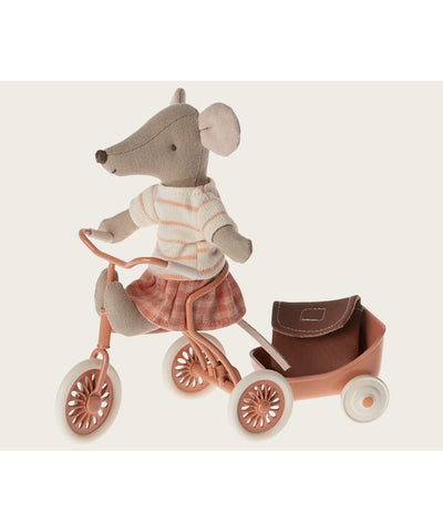 Maileg Tricycle Mouse Big Sister With Bag Coral