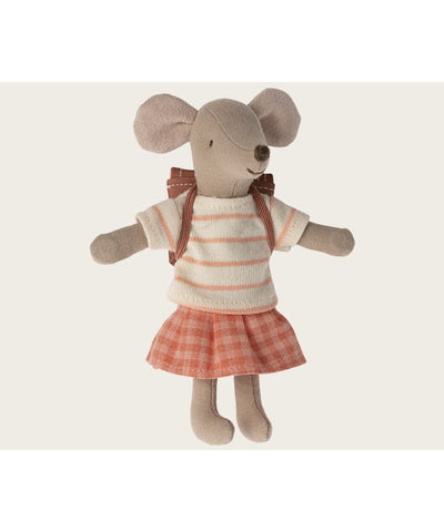 Maileg Tricycle Mouse Big Sister With Bag Coral