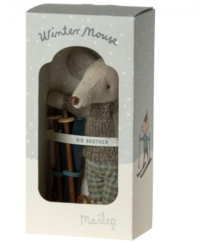 Maileg Winter Mouse With Ski Set, Big Brother