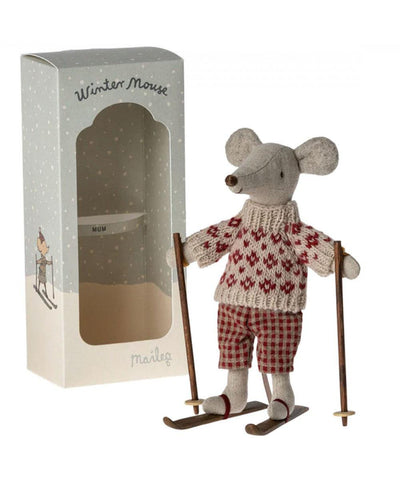 Maileg Winter Mouse With Ski Set, Mum