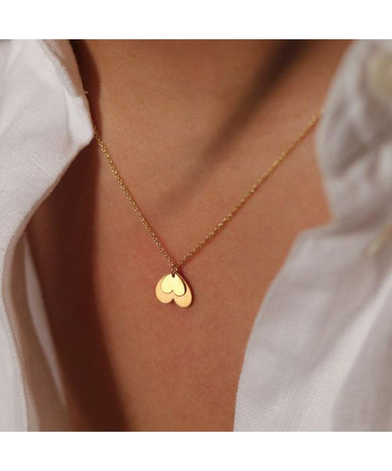 Mini Coquine Love 2 Overlapping Hearts Golden Necklace