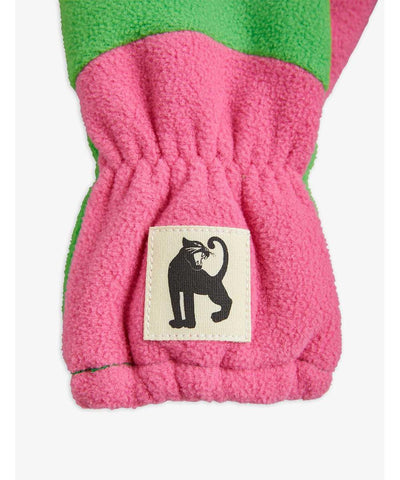 Mini Rodini Baby Fleece Panel Gloves Pink Green