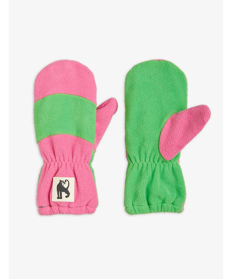 Mini Rodini Baby Fleece Panel Gloves Pink Green