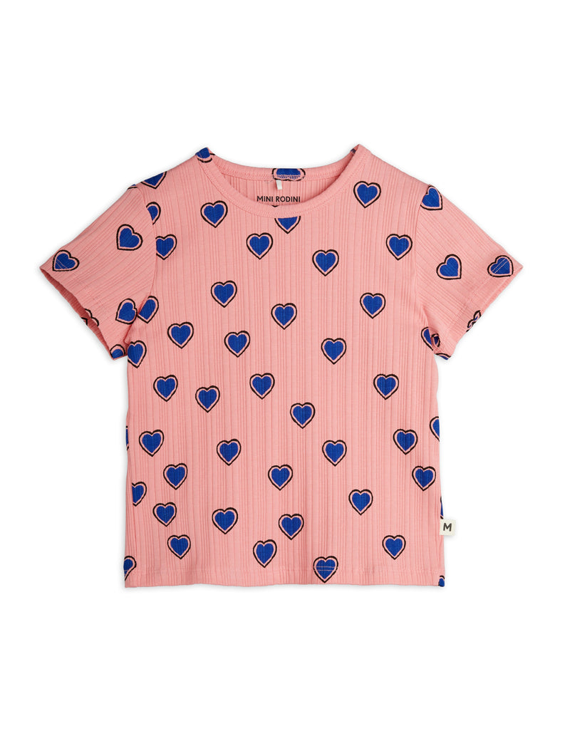 Mini Rodini Baby Outlined Hearts aop ss Tee