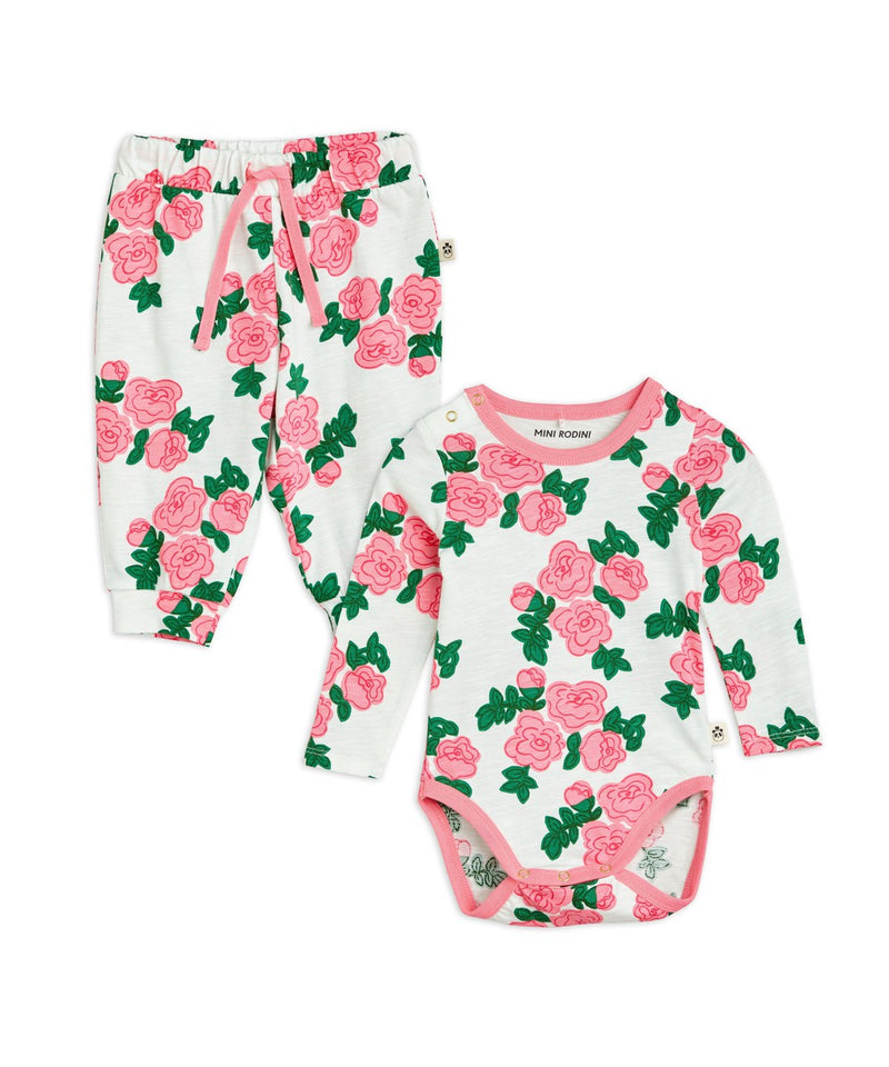 Mini Rodini Baby Roses Aop Set Pink