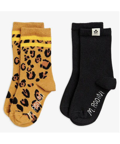 Mini Rodini Basic Leopard 2-Pack Socks