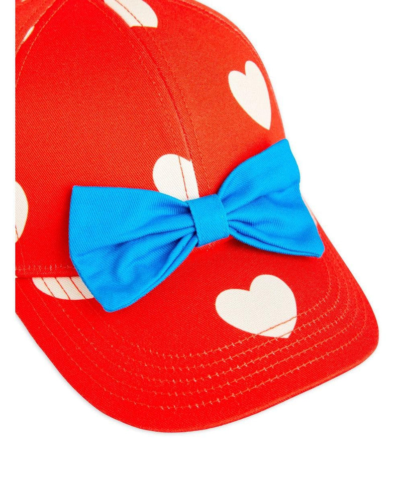 Mini Rodini Hearts Bow Cap Red