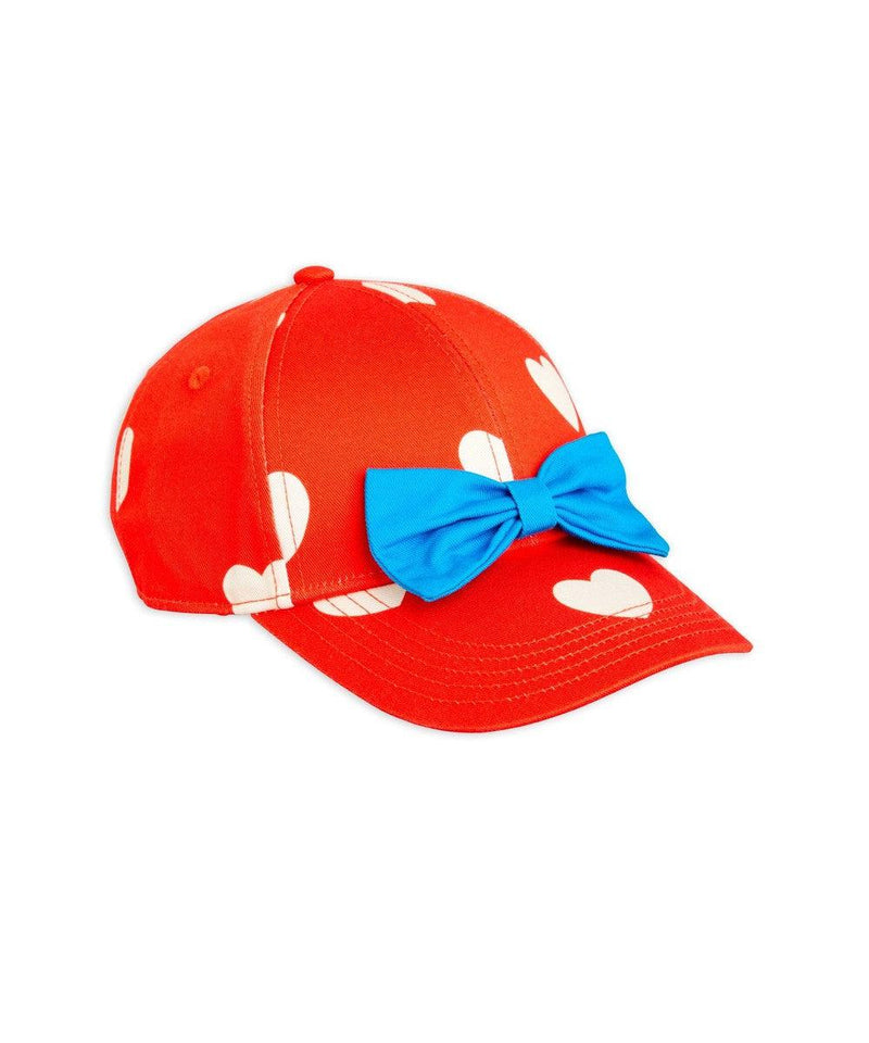 Mini Rodini Hearts Bow Cap Red