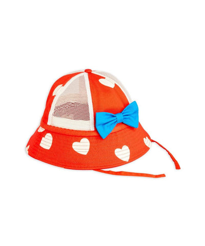 Mini Rodini Hearts Sun Hat Red