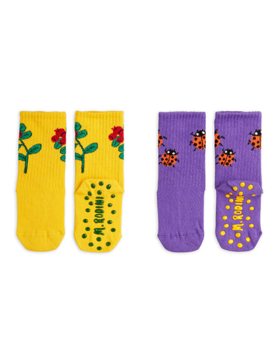 Mini Rodini Lingonberries 2-pack antislip socks