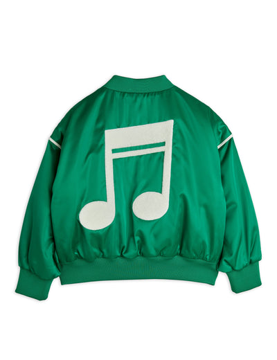 Mini Rodini Note Chenille Satin Baseball Jacket Green