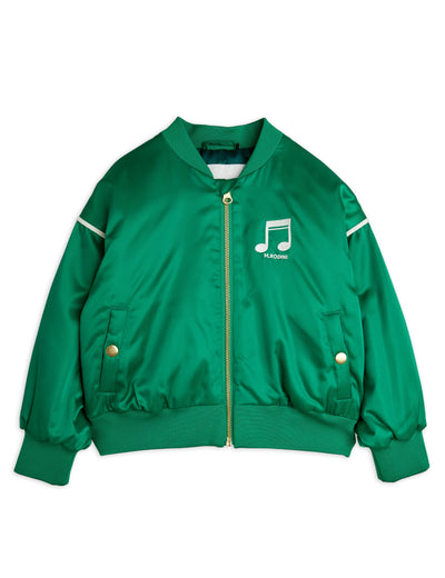 Mini Rodini Note Chenille Satin Baseball Jacket Green