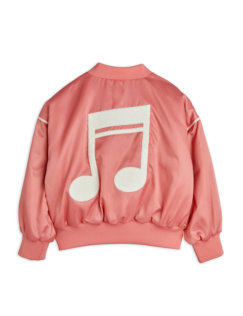 Mini Rodini Note Chenille Satin Baseball Jacket Pink