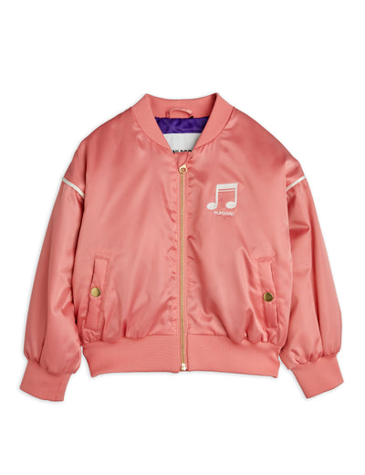 Mini Rodini Note Chenille Satin Baseball Jacket Pink