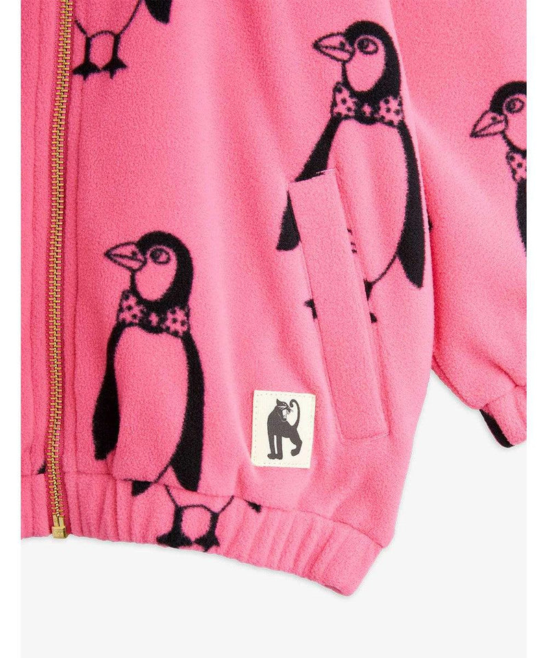 Mini Rodini penguin Fleece Jacket Pink