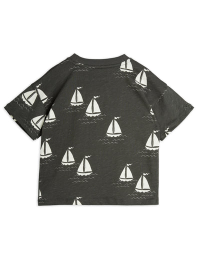 Mini Rodini Sailing Boats aop ss Tee Grey