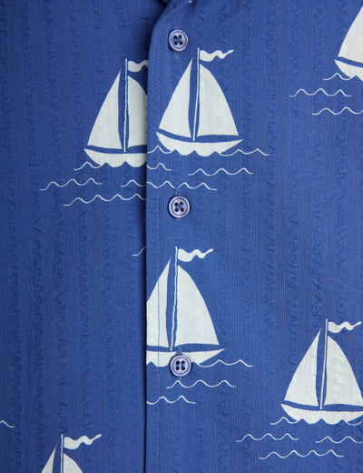 Mini Rodini Sailing Boats aop Woven SS Shirt