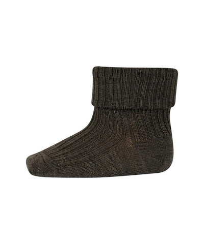 Mp Denmark Wool Rib Baby Socks 589 Brown Melange 351