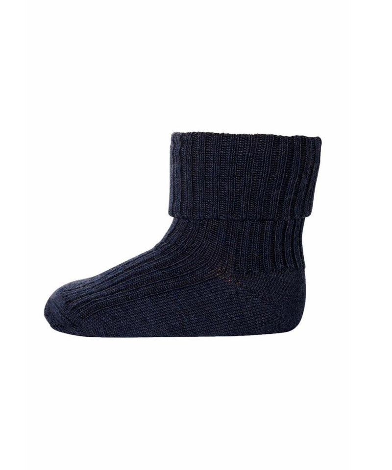 Mp Denmark Wool Rib Baby Socks 589 Dark Denim Melange 498