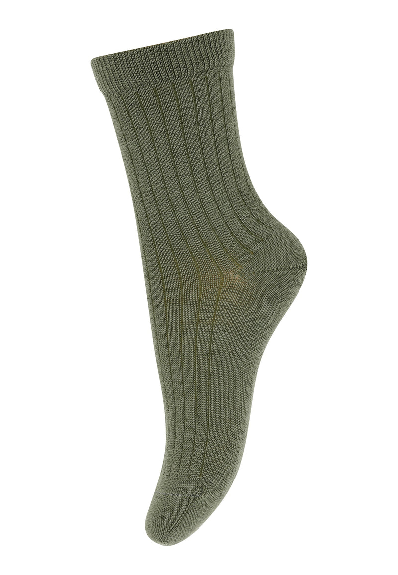 Mp Denmark Wool Rib Socks 718 Olivine 1235