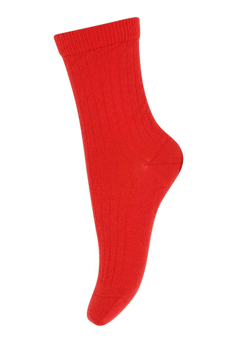 Mp Denmark Wool Rib Socks 718 Tomato 1315