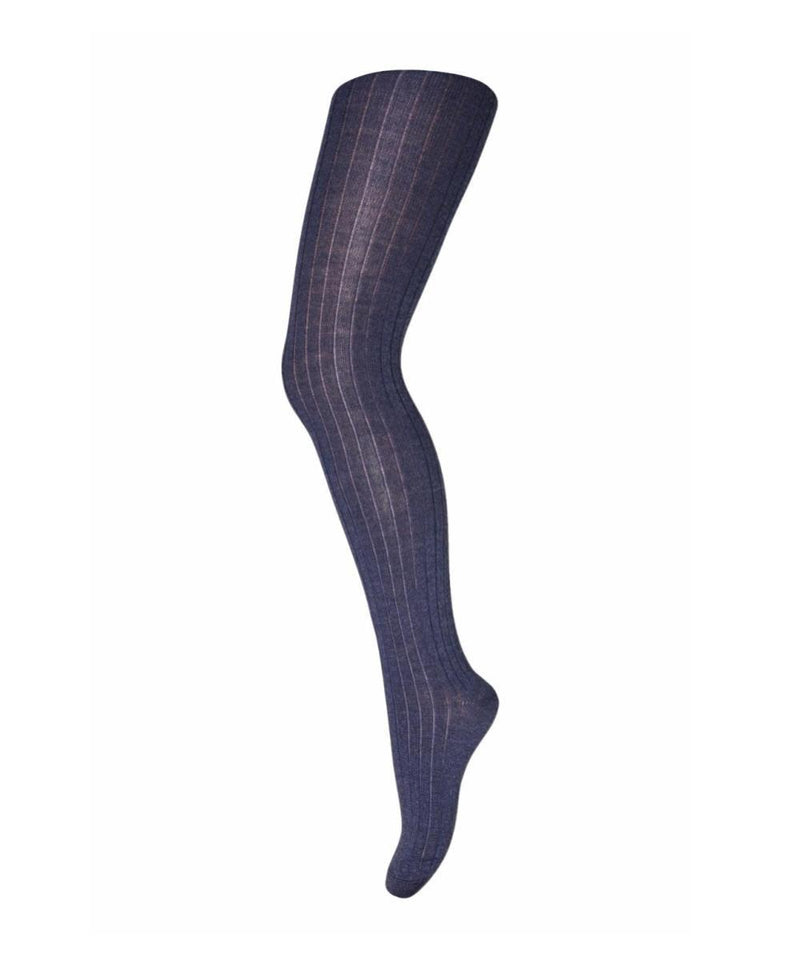 Mp Denmark Wool Rib Tights 128 Dark Denim Melange 498