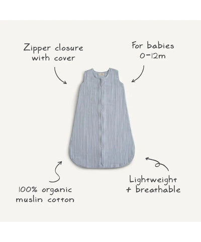 Mushie Muslin Sleeping Bag Baby Blue