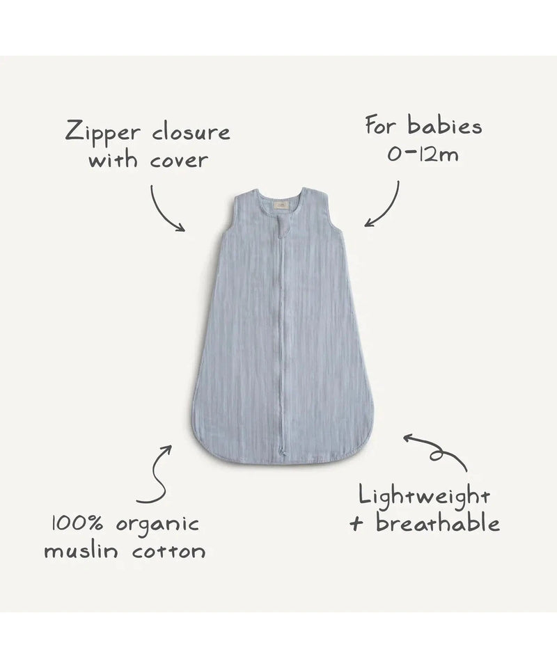 Mushie Muslin Sleeping Bag Baby Blue