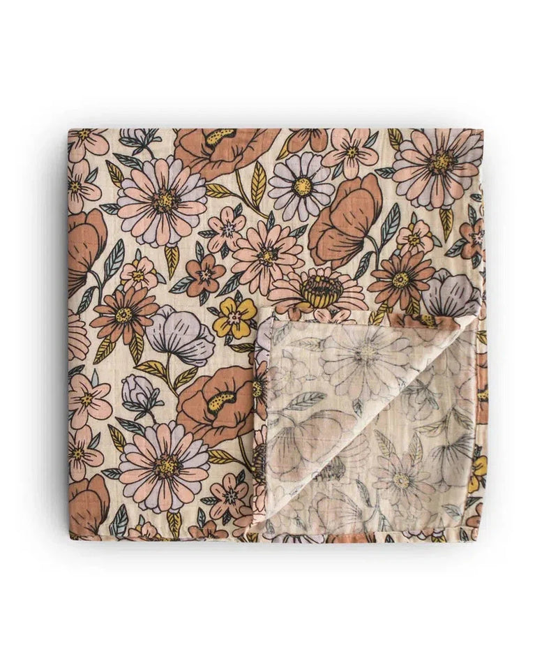 Mushie Muslin Swaddle Retro Flowers