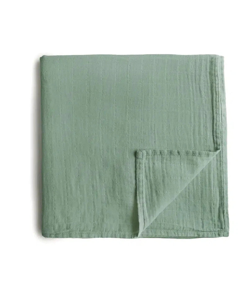 Mushie Muslin Swaddle Roman Green