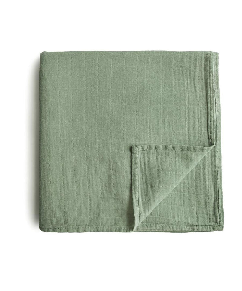 Mushie Muslin Swaddle Sage