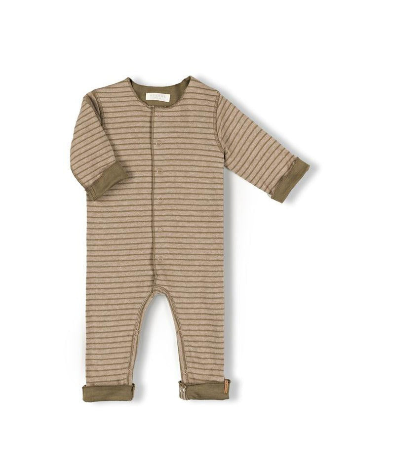 Nixnut Born Onesie Khaki Stripe