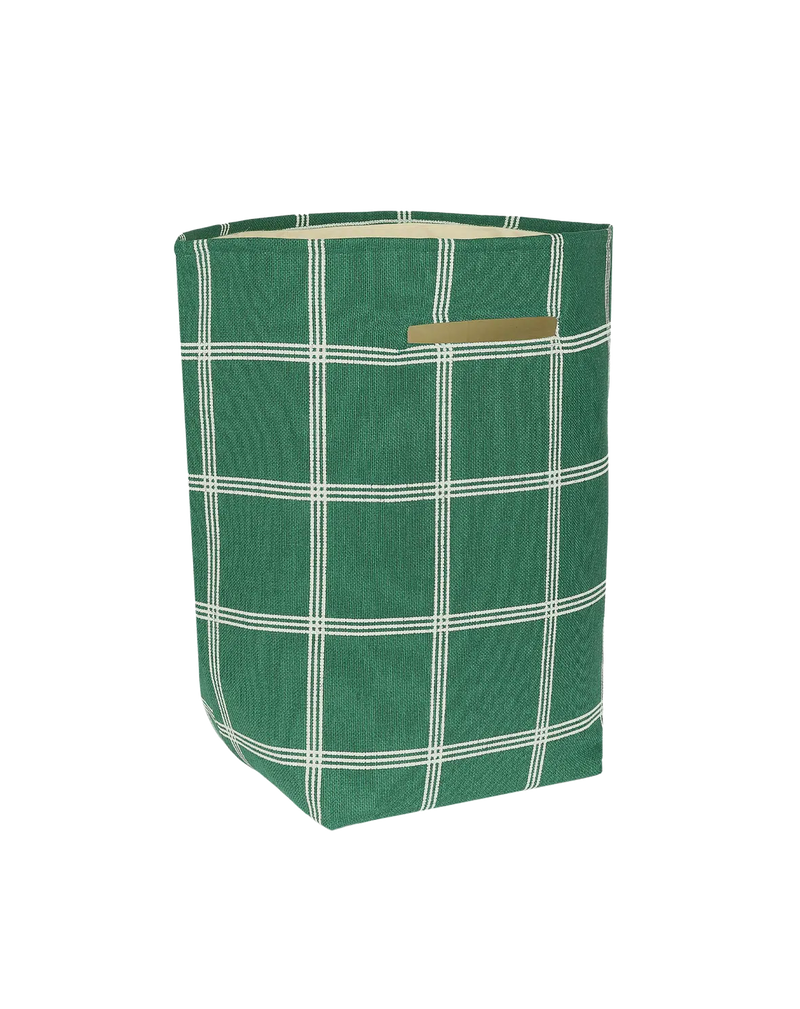 Nobodinoz Large Storage Basket Green White Windowpane