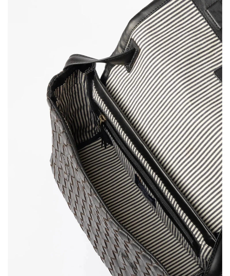 O My Bag Kenzie Black Woven Classic Leather