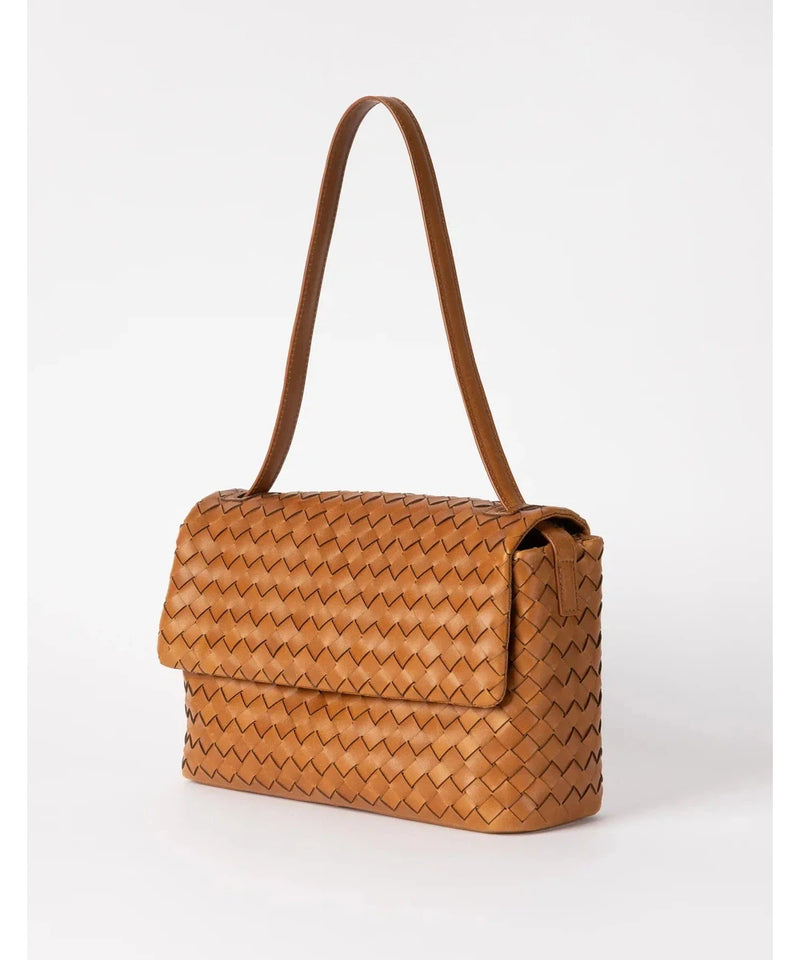 O My Bag Kenzie Cognac Woven Classic Leather