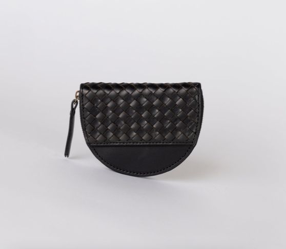 O My Bag Laura Coin Purse Black Woven Classic Leather