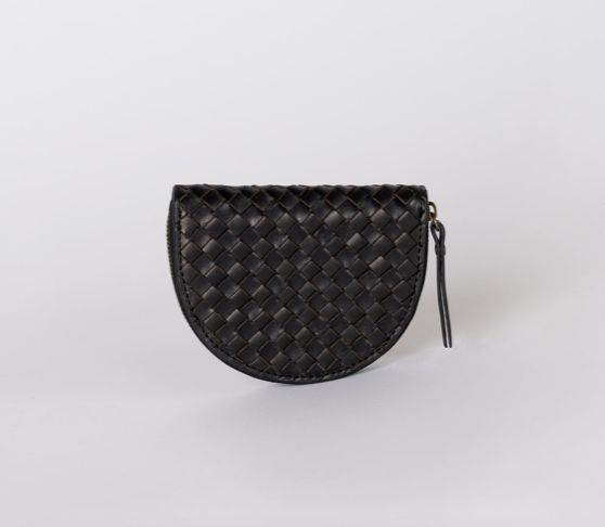 O My Bag Laura Coin Purse Black Woven Classic Leather