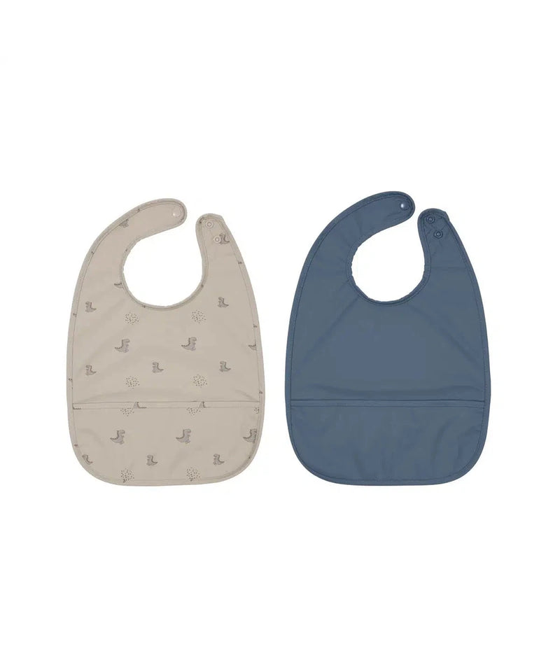 OYOY Dino Bib Pack of 2 Blue / Clay