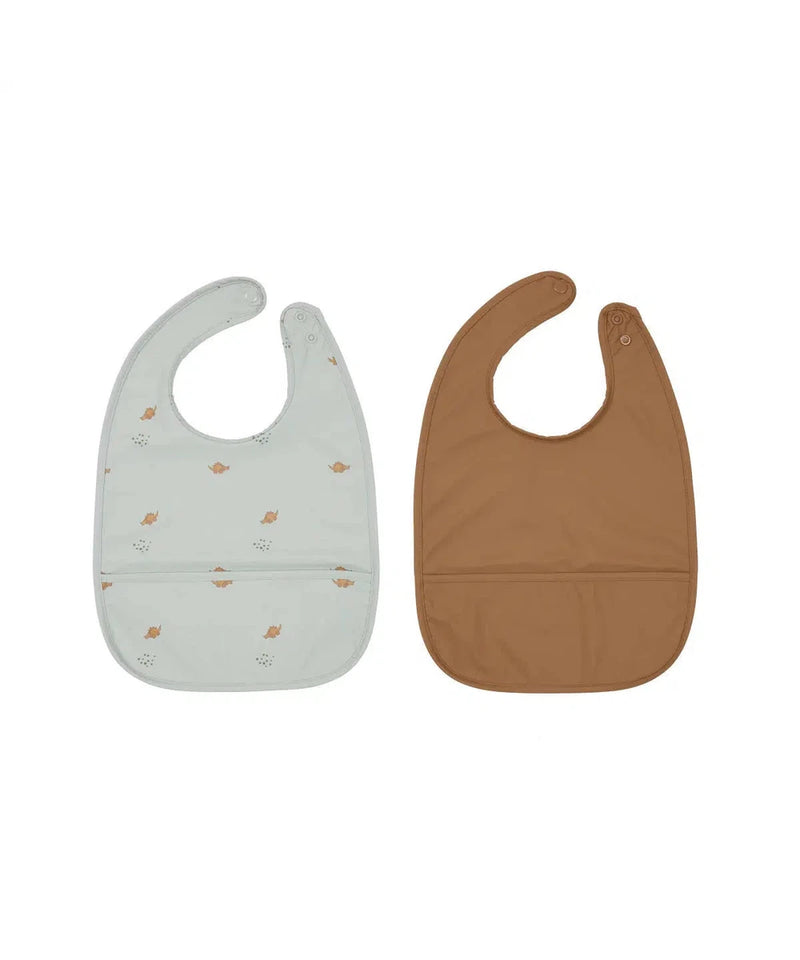 OYOY Dino Bib Pack of 2 Dusty Green / Camel