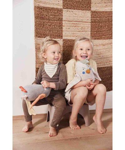 OYOY Striped Drool Bib 2-Pack Natural/Caramel