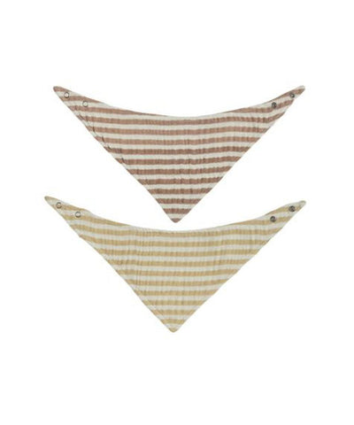 OYOY Striped Drool Bib 2-Pack Natural/Caramel