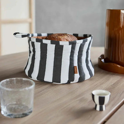 OYOY Toppu Bread Basket Black/White/Taupe