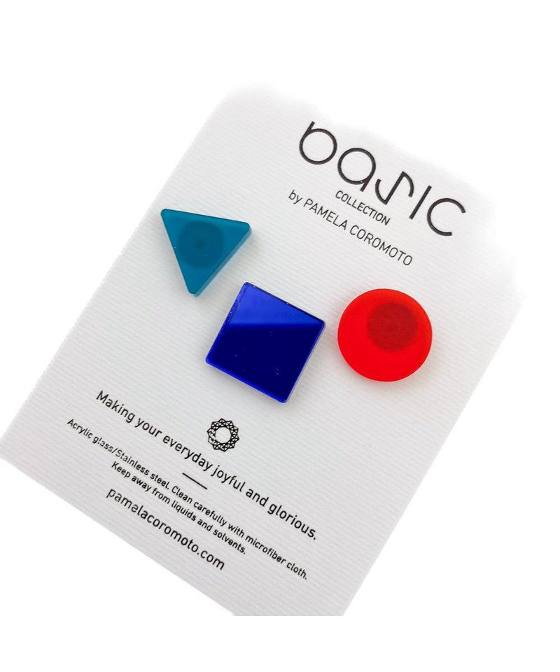 Pamela Coromoto Basic Earrings Set of 3 Blue/Red/Turquoise