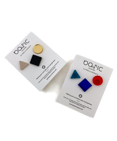 Pamela Coromoto Basic Earrings Set of 3 Blue/Red/Turquoise