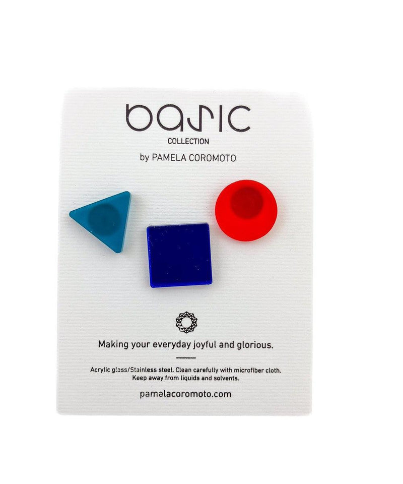 Pamela Coromoto Basic Earrings Set of 3 Blue/Red/Turquoise