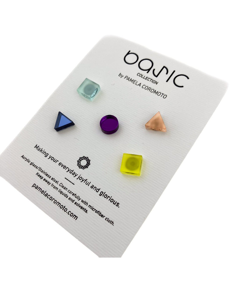 Pamela Coromoto Basic Mini Earrings Set of 5 Yellow/Purple