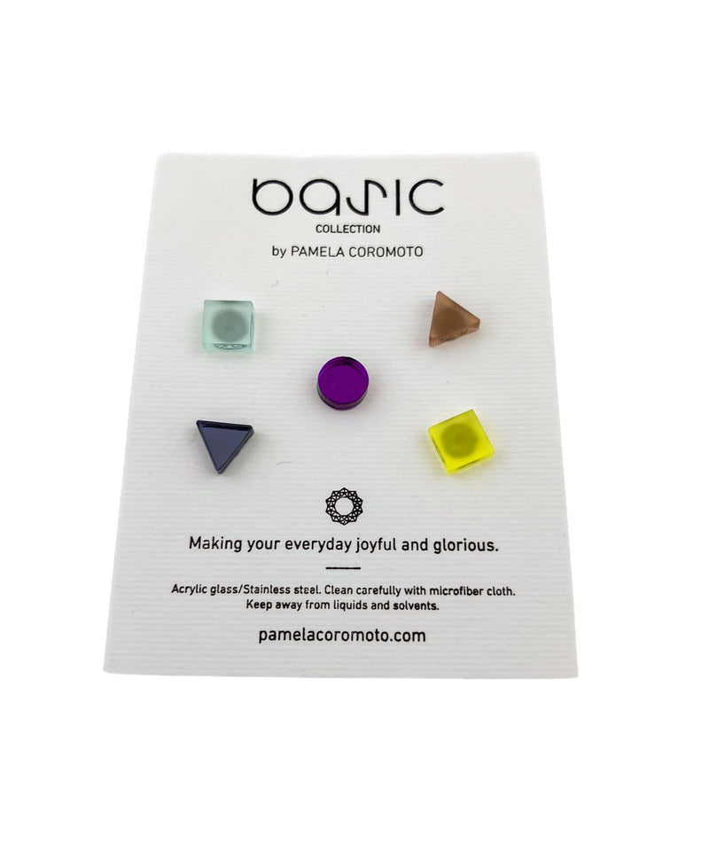 Pamela Coromoto Basic Mini Earrings Set of 5 Yellow/Purple