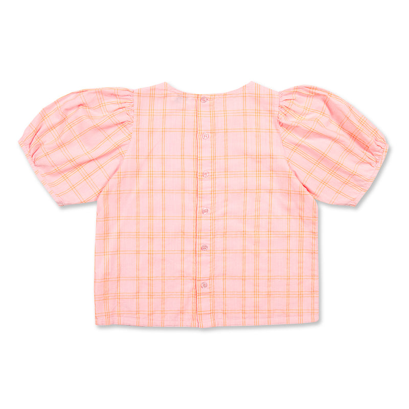 Petit Blush Puff Sleeve Blouse Pink Neon Orange